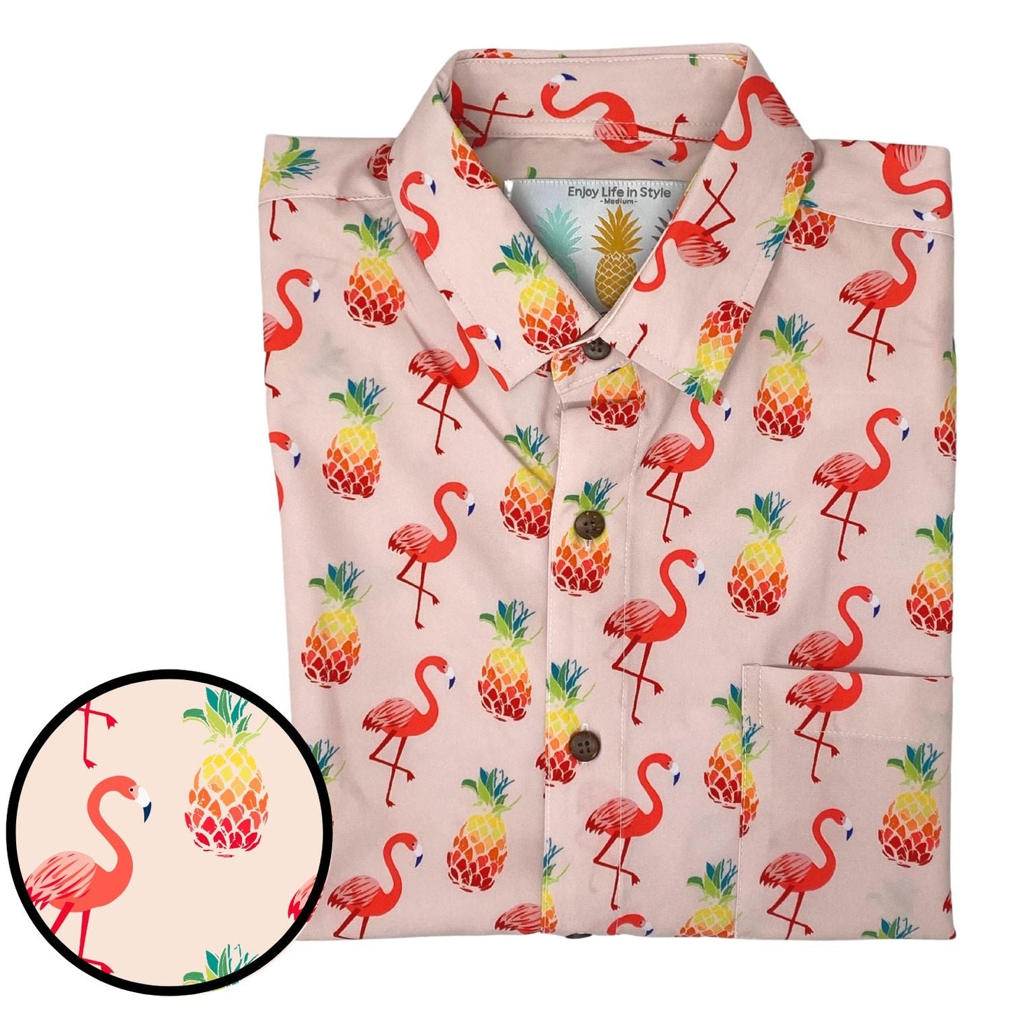 Super Stretch - Floridian Flamingo Hawaiian Shirt by Tropical Bros