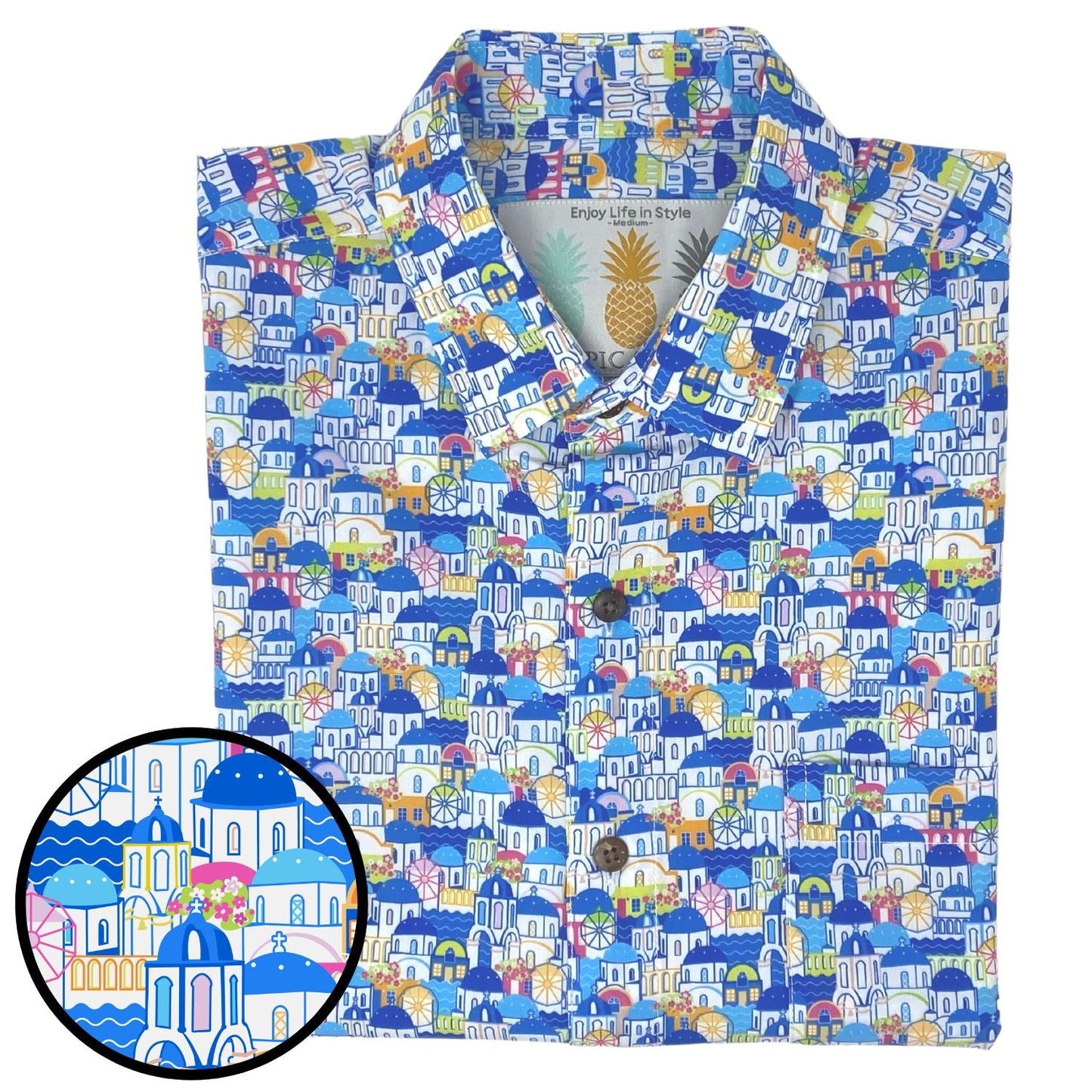 Super Stretch - Greek Paradise Hawaiian Shirt by Tropical Bros