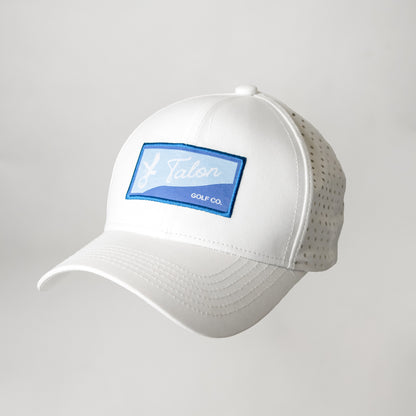 "Fade to Blue" White Talon Performance Hat w/ Split Logo by Talon Golf LLC