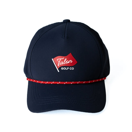 Blue Baseball Hat w/ Red Rope - Flag Logo by Talon Golf LLC