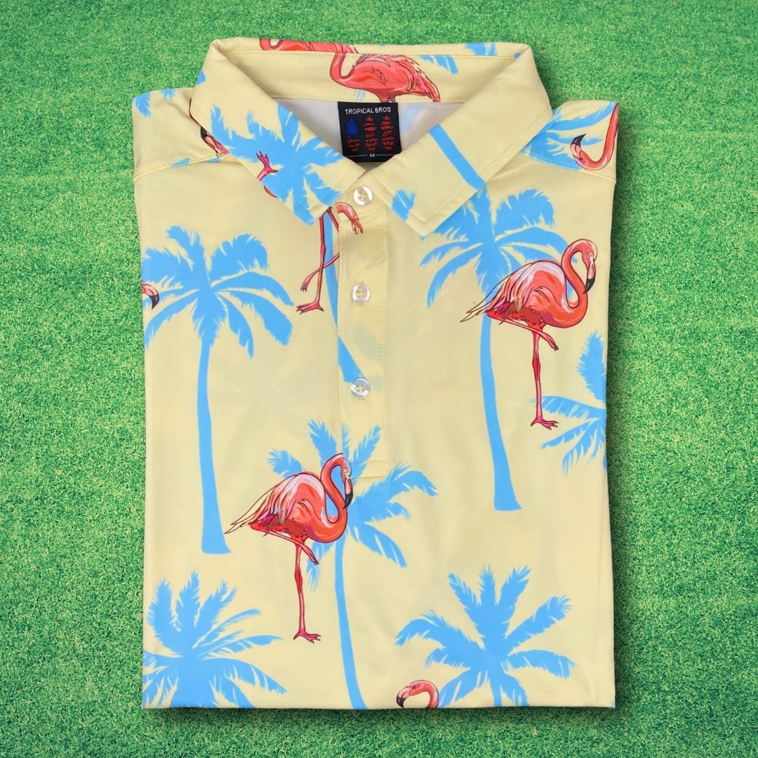 Sunny Flamingo Everyday Polo by Tropical Bros