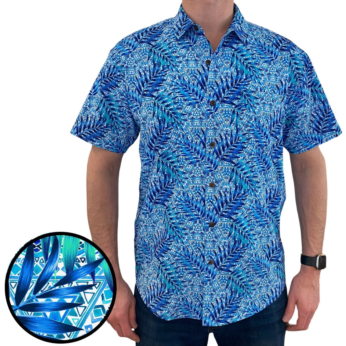 Super Stretch - Pacific Blues Hawaiian Shirt by Tropical Bros