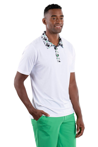 Jake White Accented Polo by Covel