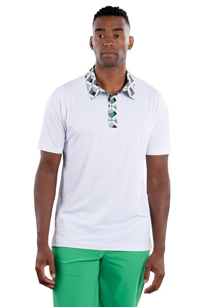 Jake White Accented Polo by Covel