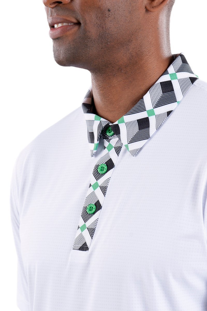 Jake White Accented Polo by Covel