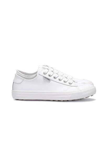 Spikeless White Leather Traveler Shoe by SwingDish