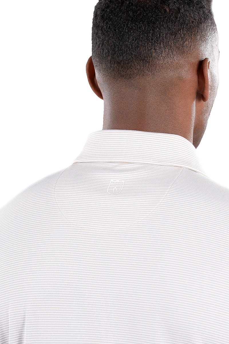 Toby Polo White/Tan Stripe - Comfort Fit by Covel