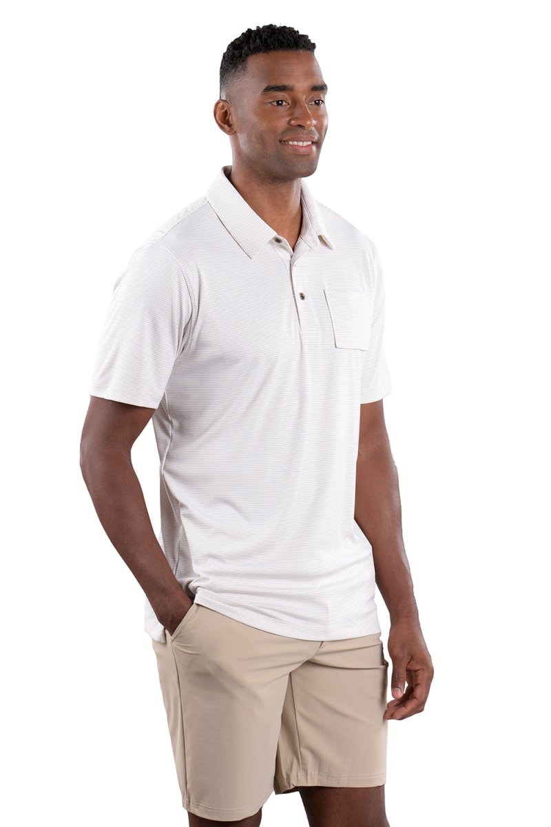 Toby Polo White/Tan Stripe - Comfort Fit by Covel