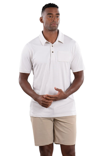 Toby Polo White/Tan Stripe - Comfort Fit by Covel