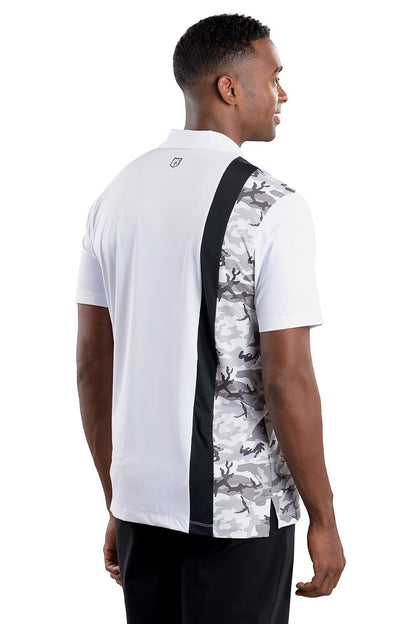 Trey White Black/Camo Vertical Stripe Polo by Covel