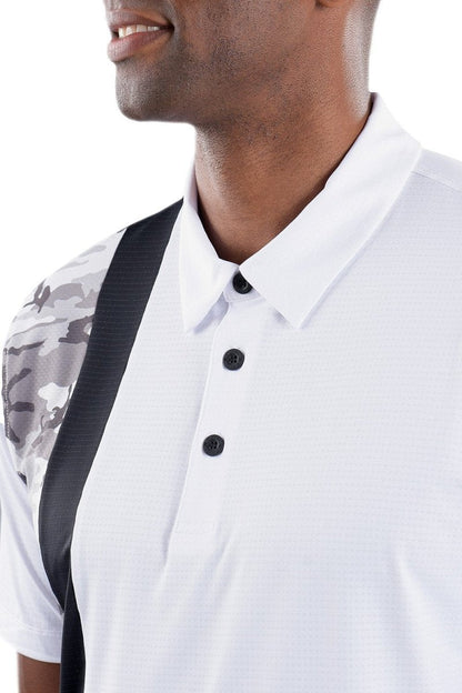 Trey White Black/Camo Vertical Stripe Polo by Covel